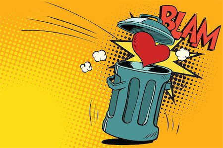 simsearch:400-04777535,k - end of love, heart thrown in the trash. Cartoon comic illustration pop art retro style vector Photographie de stock - Aubaine LD & Abonnement, Code: 400-08965727