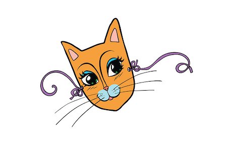 dressing up as a cat for halloween - cat mask female face. Cartoon comic illustration pop art retro style vector Stock Photo - Budget Royalty-Free & Subscription, Code: 400-08965734