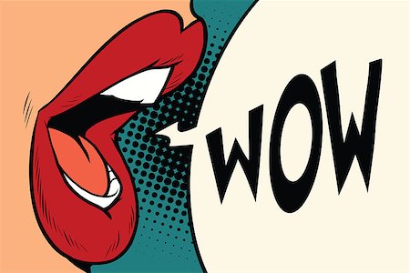 Pop art mouth wow. Cartoon comic illustration pop art retro style vector Foto de stock - Super Valor sin royalties y Suscripción, Código: 400-08965739