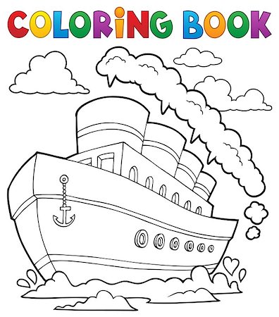 simsearch:400-04240931,k - Coloring book nautical ship 2 - eps10 vector illustration. Foto de stock - Royalty-Free Super Valor e Assinatura, Número: 400-08965804