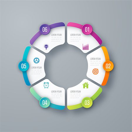 simsearch:400-08556708,k - Vector circle infographic template for graphs, charts, diagrams. Pie chart concept with 6 options, parts, steps, processes Stockbilder - Microstock & Abonnement, Bildnummer: 400-08965901