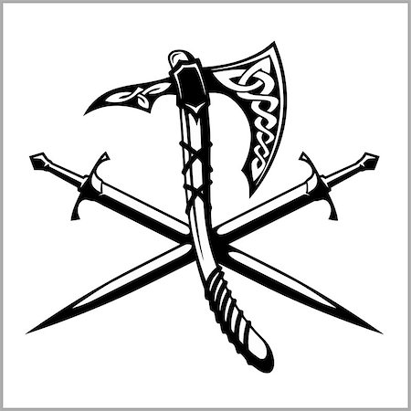 dclipart (artist) - Viking Warrior Emblem - vector illustration isolated on white Fotografie stock - Microstock e Abbonamento, Codice: 400-08965985