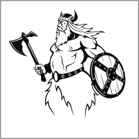 power ax - Viking with an axe preparing for battle - vector illustration Stock Photo - Budget Royalty-Free & Subscription, Code: 400-08965986