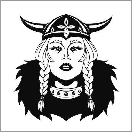 dclipart (artist) - Viking woman warrior. Vector illustration isolated on white. Fotografie stock - Microstock e Abbonamento, Codice: 400-08965982