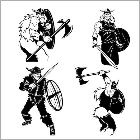 dclipart (artist) - Fighting vikings vector set - isolated on white Fotografie stock - Microstock e Abbonamento, Codice: 400-08965983