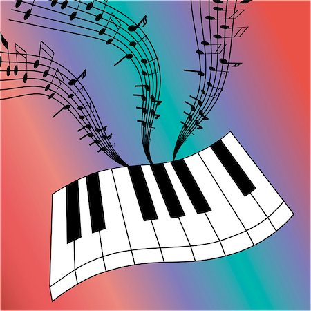 stokkoval (artist) - Abstract illustration of piano keys with a whirlwind of musical notes. Vector illustration Foto de stock - Super Valor sin royalties y Suscripción, Código: 400-08966150