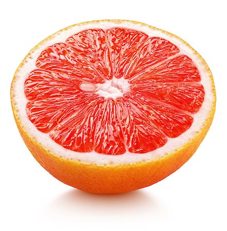 simsearch:600-08002105,k - Ripe half of pink grapefruit citrus fruit isolated on white background. Pink grapefruit half with clipping path Photographie de stock - Aubaine LD & Abonnement, Code: 400-08966176