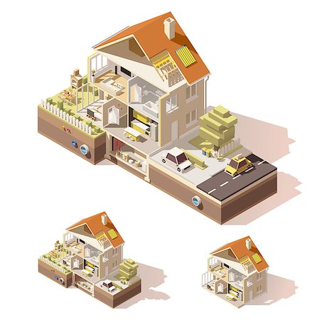 Vector isometric low poly house cutaway Stock Photo - Budget Royalty-Free & Subscription, Code: 400-08966212
