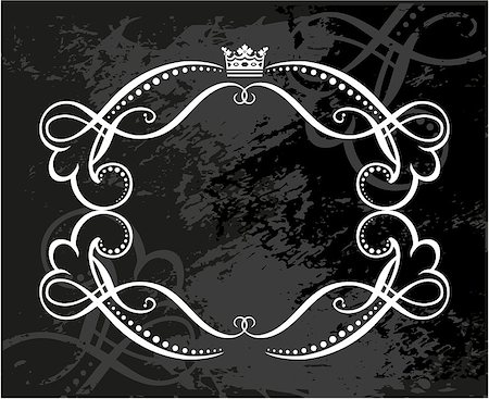 Black and white floral frame with crown Foto de stock - Super Valor sin royalties y Suscripción, Código: 400-08966231