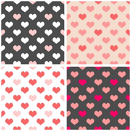 simsearch:400-08097094,k - Tile vector pattern set with hearts on grey, white and pastel pink background Stock Photo - Budget Royalty-Free & Subscription, Code: 400-08966249