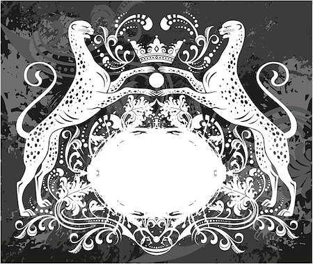 Black and white floral frame with crown and Cheetah Foto de stock - Super Valor sin royalties y Suscripción, Código: 400-08966304