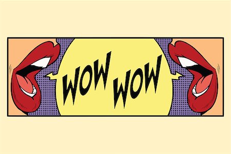 simsearch:400-08649258,k - two female mouth shout wow. Cartoon comic illustration pop art retro style vector Foto de stock - Super Valor sin royalties y Suscripción, Código: 400-08966459