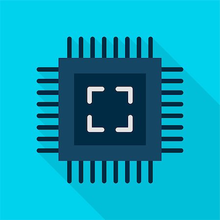 processor vector icon - Computer Chip Icon. Vector Illustration Flat Style Item with Long Shadow. Stock Photo - Budget Royalty-Free & Subscription, Code: 400-08966597