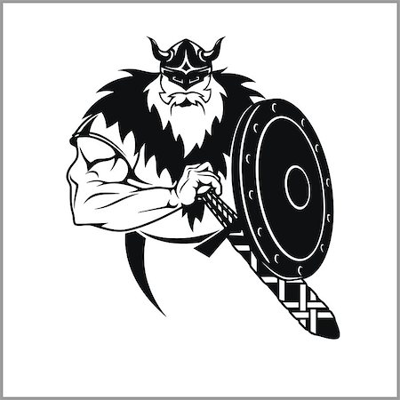 dclipart (artist) - Vector Viking warrior with sword Cartoon Illustration. Isolated on a white background Fotografie stock - Microstock e Abbonamento, Codice: 400-08966695