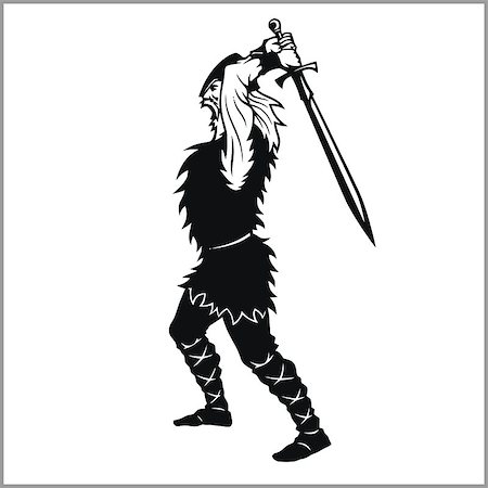 dclipart (artist) - Vector Viking warrior with sword Cartoon Illustration. Isolated on a white background Fotografie stock - Microstock e Abbonamento, Codice: 400-08966696