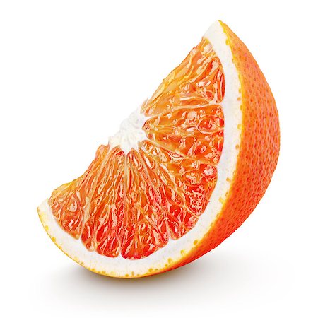 simsearch:400-08967896,k - Ripe wedge of blood red orange citrus fruit isolated on white background. Sanguinello blood orange slice with clipping path Photographie de stock - Aubaine LD & Abonnement, Code: 400-08966841