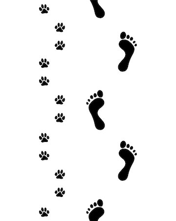 footprints on a path vector - Prints of human feet and dog paws,seamless pattern, vector Stock Photo - Budget Royalty-Free & Subscription, Code: 400-08966856