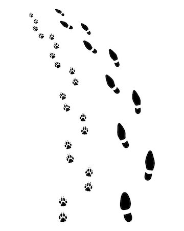 footprints on a path vector - Footprints of man and dog, turn left Stock Photo - Budget Royalty-Free & Subscription, Code: 400-08966858