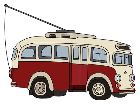 simsearch:400-08966942,k - Hand drawing of a vintage red and cream trolleybus Stock Photo - Budget Royalty-Free & Subscription, Code: 400-08966924