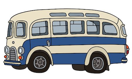simsearch:400-08966942,k - Hand drawing of a retro blue and white bus Stock Photo - Budget Royalty-Free & Subscription, Code: 400-08966928