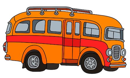 simsearch:400-08966942,k - Hand drawing of a funny classic orange bus Stock Photo - Budget Royalty-Free & Subscription, Code: 400-08966931