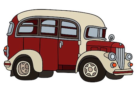 simsearch:400-08966942,k - Hand drawing of a vintage red and white bus Stock Photo - Budget Royalty-Free & Subscription, Code: 400-08966946