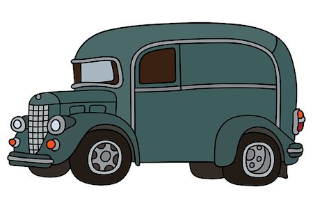 simsearch:400-08966942,k - Hand drawing of a vintage green delivery car Stock Photo - Budget Royalty-Free & Subscription, Code: 400-08966948