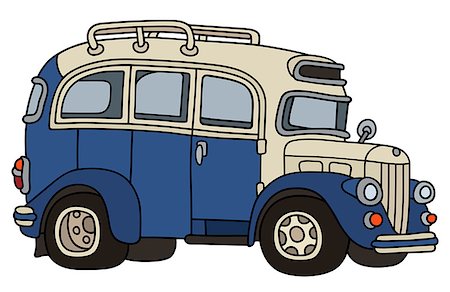 simsearch:400-08966942,k - Hand drawing of a vintage blue and cream bus Stock Photo - Budget Royalty-Free & Subscription, Code: 400-08966949