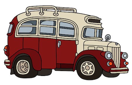 simsearch:400-08966942,k - Hand drawing of a vintage red and cream bus Stock Photo - Budget Royalty-Free & Subscription, Code: 400-08966951