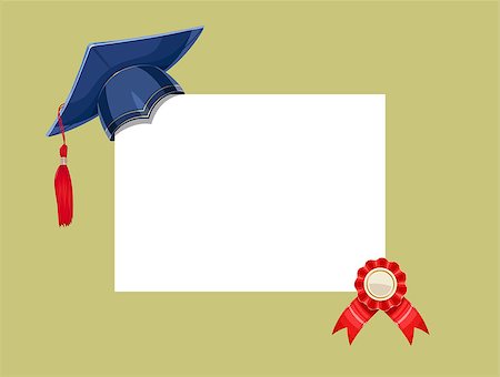 simsearch:400-09098178,k - Blue academicic graduation cap with diploma medal. Finish school, college, university. Education symbol. Eps10 vector illustration Stock Photo - Budget Royalty-Free & Subscription, Code: 400-08966989