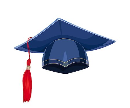 simsearch:400-09098178,k - Blue academicic graduation cap. Students ceremony. Finish school, college, university. Education symbol. Isolated white background. Eps10 vector illustration. Stock Photo - Budget Royalty-Free & Subscription, Code: 400-08966990