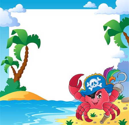 sandy hook - Frame with pirate crab - eps10 vector illustration. Stock Photo - Budget Royalty-Free & Subscription, Code: 400-08967068