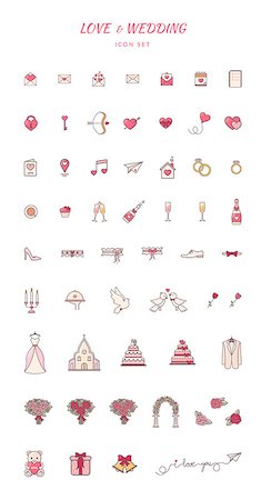 simsearch:400-08410647,k - Simple vector symbols set for sweet romantic design. Stockbilder - Microstock & Abonnement, Bildnummer: 400-08967193