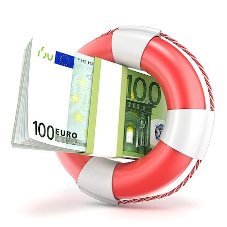 simsearch:640-02776279,k - Life buoy with euros banknote. 3D render illustration isolated on a white background Fotografie stock - Microstock e Abbonamento, Codice: 400-08967306