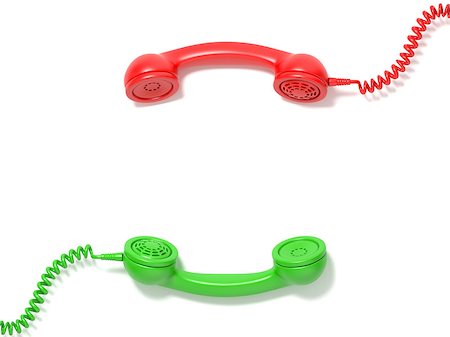 simsearch:400-07038627,k - Retro red and green phone receivers lie opposite each other. 3D render illustration isolated on white background Fotografie stock - Microstock e Abbonamento, Codice: 400-08967332