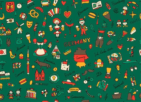 Germany, design elements. Seamless pattern. Vector illustration Stock Photo - Budget Royalty-Free & Subscription, Code: 400-08967349
