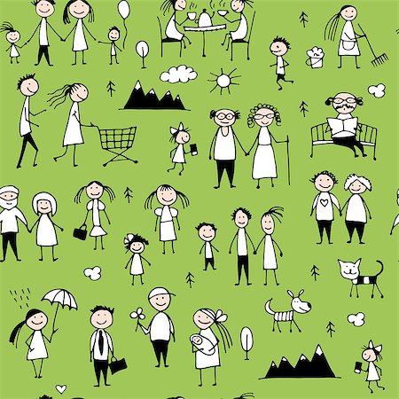 Family set, seamless pattern design. Vector illustration Stock Photo - Budget Royalty-Free & Subscription, Code: 400-08967358