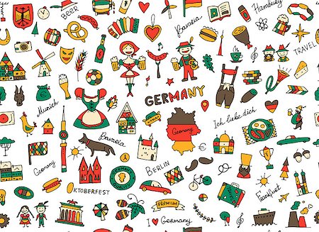 Germany, design elements. Seamless pattern. Vector illustration Stock Photo - Budget Royalty-Free & Subscription, Code: 400-08967350