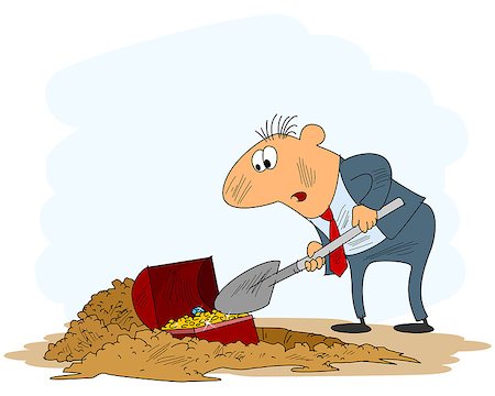 Vector illustration of a businessman digging a treasure Stock Photo - Budget Royalty-Free & Subscription, Code: 400-08967454