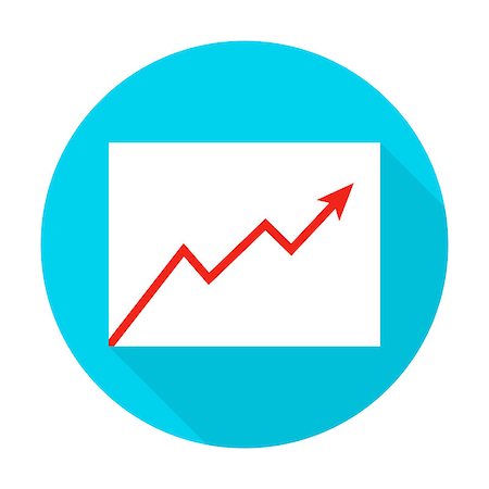 simsearch:400-08043753,k - Growth Graph Circle Icon. Vector Illustration Flat Style Item with Long Shadow. Data Analysis. Fotografie stock - Microstock e Abbonamento, Codice: 400-08967482