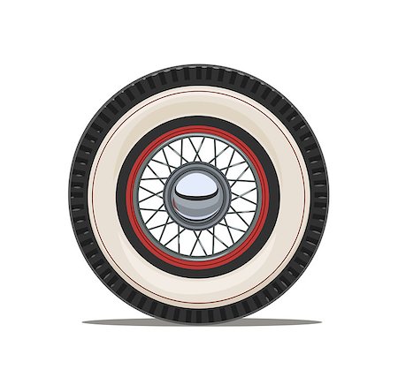 Vintage car wheel with spoke, isolated white background. Eps10 vector illustration. Stock Photo - Budget Royalty-Free & Subscription, Code: 400-08967699