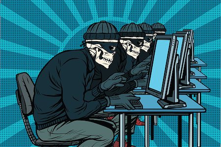 The hacker community, skeletons hacked computers. Pop art retro vector illustration Photographie de stock - Aubaine LD & Abonnement, Code: 400-08967743