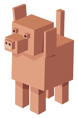 Cartoon Illustration of Cubical Dog Animal 3d Game Character Stock Photo - Budget Royalty-Free & Subscription, Code: 400-08967752