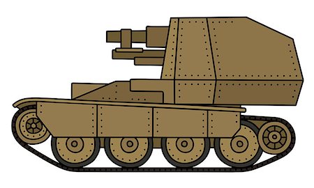Hand drawing of a vintage sand self propelled gun Stock Photo - Budget Royalty-Free & Subscription, Code: 400-08967845