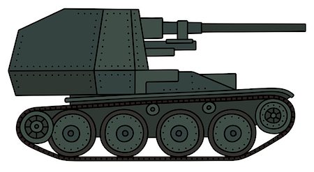 Hand drawing of a vintage self propelled gun Stock Photo - Budget Royalty-Free & Subscription, Code: 400-08967848