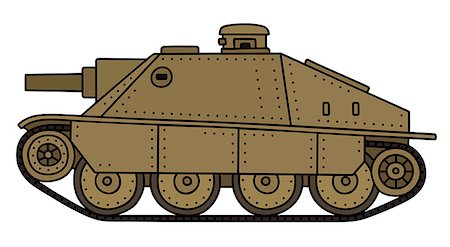 Hand drawing of a vintage camouflage light tank Stock Photo - Budget Royalty-Free & Subscription, Code: 400-08967849