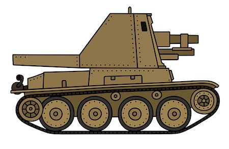Hand drawing of a vintage sand self propelled gun Stock Photo - Budget Royalty-Free & Subscription, Code: 400-08967841