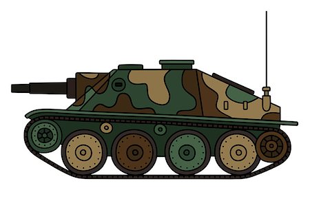 Hand drawing of a vintage color camouflaged tank destroyer Stock Photo - Budget Royalty-Free & Subscription, Code: 400-08967850