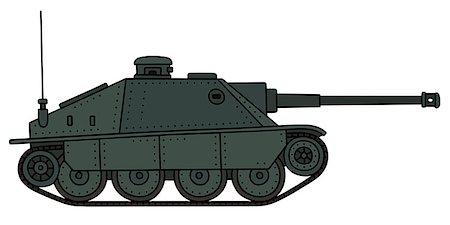 Hand drawing of a vintage dark self propelled gun Stock Photo - Budget Royalty-Free & Subscription, Code: 400-08967851
