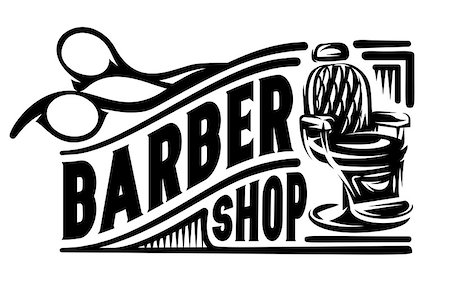 simsearch:400-08955424,k - Stylish retro badge with scissors and armchair for barbershop. Stockbilder - Microstock & Abonnement, Bildnummer: 400-08967870